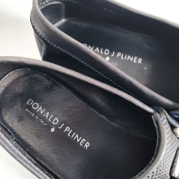 Donald J Pliner Leather Sole Nylon Loafers Black Royal Blue Mens 7M Italy Dacio - Picture 10 of 13